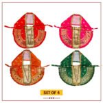 Karveer Nivasini Mahalaxmi Devi Poshak (Set of 4) | Kolhapur Lakshmi Mata Dress for Temple & Home Puja | Traditional Silk Saree Vastra for Goddess Idol & Photo Frame Decoration (12 Inch Poshak) ( करवीर निवासिनी महालक्ष्मी देवी पोशाख - कोल्हापुरी लक्ष्मी माता ड्रेस )