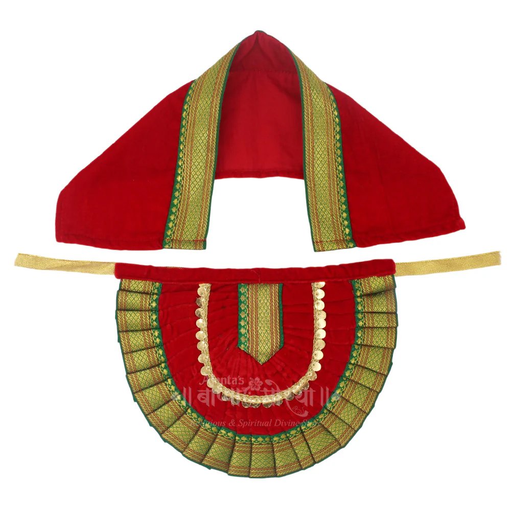 7ADD10 Mahalaxmi Kolhapuri Velvet Traditional Dress for Ghatasthapana Guruvar Vrat Puja Festival Shringar for Kalash Sthapana Puja (7 Inch Poshak) ( महालक्ष्मी कोल्हापुरी वेलवेट ट्रेडिशनल ड्रेस ) - Image 1
