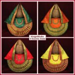 Rajnandani Mahalaxmi Devi Dress Set of 4 | Traditional Devi Poshak for Goddess Lakshmi Durga Ambabai | Temple Style Kolapur Dress for Daily Puja & Festivals (7 inch Poshak) ( राजनंदिनी महालक्ष्मी देवी ड्रेस )