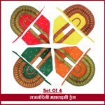 Rajnandani Mahalaxmi Devi Dress Set of 4 | Traditional Devi Poshak for Goddess Lakshmi Durga Ambabai | Temple Style Kolapur Dress for Daily Puja & Festivals (7 inch Poshak) ( राजनंदिनी महालक्ष्मी देवी ड्रेस ) - Image 3