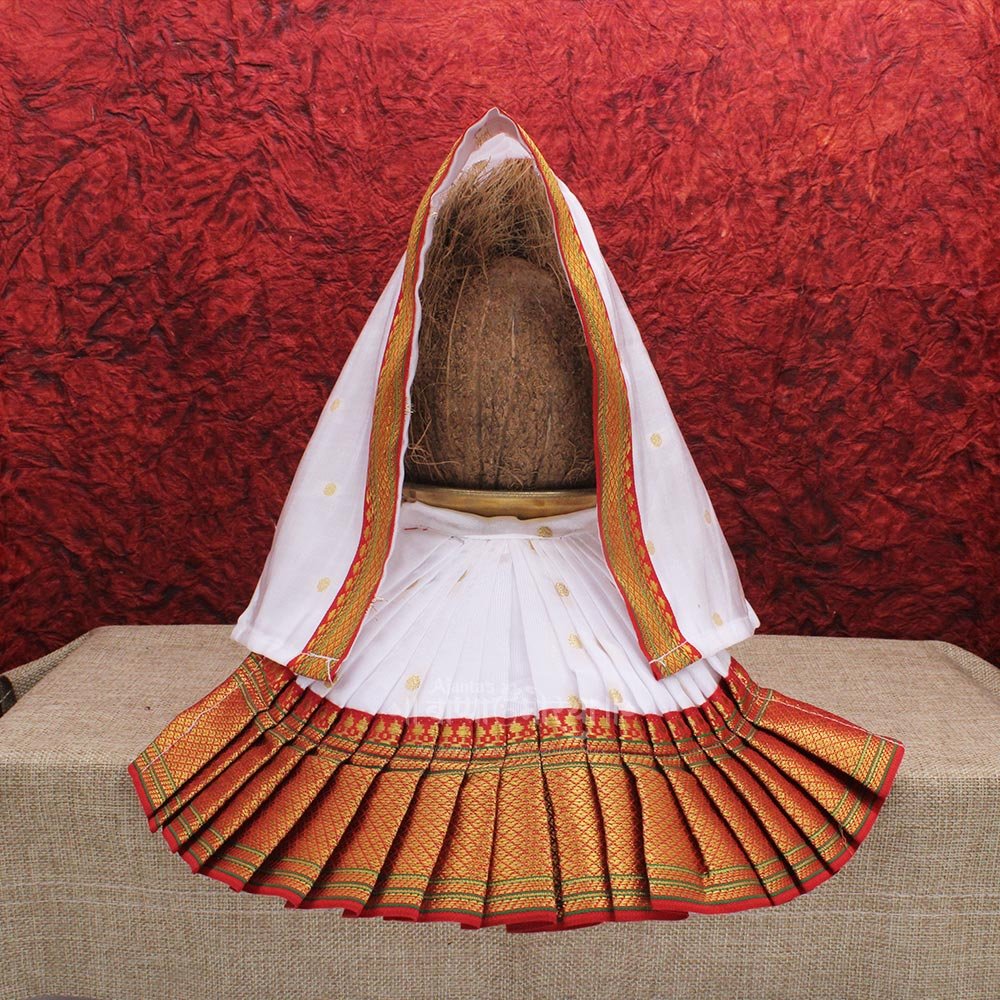 7ADD18 Navratri Mata Rani Devi Poshak for Lakshmi, Durga, Saraswati & Radha | Margashirsha Lakshmi Guruwar Pooja Dress | Kalash Sthapana Shringar Vastra (Size: 7Inch Poshak) ( नवरात्री माता राणी देवी पोशाख लक्ष्मी, सरस्वती आणि राधा ) - Image 1