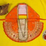 Karveer Nivasini Mahalaxmi Devi Poshak | Kolhapur Lakshmi Mata Dress for Temple & Home Puja | Traditional Silk Saree Vastra for Devi Idol & Photo Frame Decoration (9 Inch Poshak) ( करवीर निवासिनी महालक्ष्मी देवी पोशाख ) - Image 5