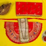 Karveer Nivasini Mahalaxmi Devi Poshak | Kolhapur Lakshmi Mata Dress for Temple & Home Puja | Traditional Silk Saree Vastra for Devi Idol & Photo Frame Decoration (9 Inch Poshak) ( करवीर निवासिनी महालक्ष्मी देवी पोशाख ) - Image 13