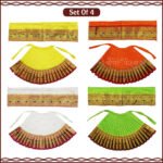 Maharani Devi Dress & Margashirsha Varalaxmi Devi Face | Traditional Mata Poshak for Mahalaxmi / Varalakshmi Pooja | Maharani Style Decorative Poshak for Home Temple & Festivals (Set Of 4) (9 Inch Poshak) (महाराणी देवी ड्रेस आणि मार्गशीर्ष वरलक्ष्मी देवी फेस ।  ट्रेडीशनल माता पोशाख महालक्ष्मी - वरलक्ष्मी पूजा वस्त्र )