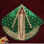 Karveer Nivasini Mahalaxmi Devi Dress | Traditional Ambabai Kolhapur Poshak for Goddess Idol | Kalash Sthapana Margashirsh Navratri Guruvar Vratam Puja Traditional Dress Poshak for Devi Maa (12 Inch) ( करवीर निवासिनी महालक्ष्मी देवी वेशभूषा | देवीच्या मूर्तीसाठी पारंपारिक अंबाबाई कोल्हापूर पोशाख )