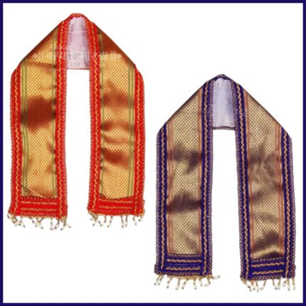 Traditional Golden Ganesh & God Idol Khes/Uparana – Decorative 30-Inch Shela Set Ideal for Home Temple, Pooja Room, Shringar, Rituals, Festivals & Devotional Decoration (पारंपारिक सोनेरी गणेश आणि देव-मूर्तींसाठी 'खेस' किंवा 'उपरणे' – घरच्या देवघरासाठी उपयुक्त ३०-इंच आकाराचा शोभिवंत शेला संच)