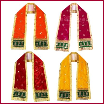 Ganpati Shela / Khes / Uparna VastravPremium Velvet God Poshak / Chunri 30 Inch – Heavy Embroidered Deity Shawl for Mandir, Pooja & Festival Decoration (Multi-Color, Set of 4) (गणपती शेला/खेस/उपर्ण वस्त्र प्रीमियम वेल्वेट गोड पोशाख )
