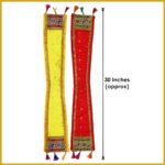 Ganpati Patka Khes Uparna Shringar Set of 2 (30 Inches) – Embroidered Pooja Vastra for Mandir Decoration (Yellow & Red) (Set Of 2) (गणपती पत्का खेस उपर्णा शृंगार संच 2 (30 इंच) - Image 2