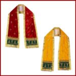 Devotional 30-Inch Velvet Khesh with Golden Embroidery – Ideal for Ganpati, Krishna, Ram & Devi Idols (सुवर्ण भरतकाम असलेला ३०-इंची मखमली 'केश' (धार्मिक वस्त्र)