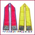 Ganpati Khes Patka for Shringar Decoration – Embroidered Pooja Uparna Set of 2 (Patka Vastra for Deity) (80 inch ) (श्रृंगार सजावटीसाठी गणपती खेस पत्का – भरतकाम केलेला पूजा उपर्णाचा २ सेट)