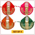 Karveer Nivasini Mahalaxmi Devi Poshak (Set of 4) | Kolhapur Lakshmi Mata Dress for Temple & Home Puja | Traditional Silk Saree Vastra for Goddess Idol & Photo Frame Decoration (9 Inch Poshak) (करवीर निवासिनी महालक्ष्मी देवी पोशाख (4 चा संच) | कोल्हापूर लक्ष्मी माता मंदिर आणि होम पूजेसाठी ड्रेस )