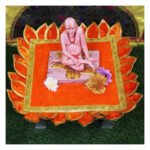 Lotus Velvet Chaurang Aasan (18 Inch Outer) | Pooja Chowki Cloth Mat for Diya, Kalash & Idol Placement | Mandir Aasan for Home Temple | Orange with Golden Border (18 Inch ) (कमळ-मखमली चौरंग आसन) - Image 3