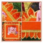 Lotus Velvet Chaurang Aasan (18 Inch Outer) | Pooja Chowki Cloth Mat for Diya, Kalash & Idol Placement | Mandir Aasan for Home Temple | Orange with Golden Border (18 Inch ) (कमळ-मखमली चौरंग आसन) - Image 4