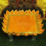 Velvet Chaurang Aasan चौरंग आसन for Diya, Kalash & Idol Kamal Holy Lotus Flower Asan Ideal for Kalash Pooja God and Godesses Sthapna (18×18 Inch ) (दिया, कलश साठी मखमली चौरंग आसन) - Image 2