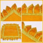 Velvet Chaurang Aasan चौरंग आसन for Diya, Kalash & Idol Kamal Holy Lotus Flower Asan Ideal for Kalash Pooja God and Godesses Sthapna (18×18 Inch ) (दिया, कलश साठी मखमली चौरंग आसन) - Image 4