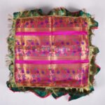 Paithani Silk Chaurang Aasan for Pooja | Multicolour Floral Brocade Cloth with Zari Border & Green Frill | Ideal for Idol, Kalash, Thali Decoration | 18 Inch Paithani Design Aasan for Ganesh, Navratri & Diwali Puja (पूजेसाठी पैठणी सिल्क चौरंग आसन)