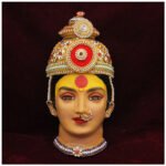 Handcrafted Shri/Shree Devi Mahalaxmi Face श्री देवी महालक्ष्मी फेस / श्री महालक्ष्मी देवी मुखवटा – Traditional Devi Mukhavata with Mukut for Navratri, Lakshmi Puja & Home Temple Decor (Design 2)(Devi Mukh Height is: 8.5 Inch)