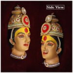 Handcrafted Shri/Shree Devi Mahalaxmi Face श्री देवी महालक्ष्मी फेस / श्री महालक्ष्मी देवी मुखवटा – Traditional Devi Mukhavata with Mukut for Navratri, Lakshmi Puja & Home Temple Decor (Design 2)(Devi Mukh Height is: 8.5 Inch) - Image 3