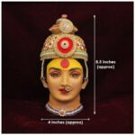 Handcrafted Shri/Shree Devi Mahalaxmi Face श्री देवी महालक्ष्मी फेस / श्री महालक्ष्मी देवी मुखवटा – Traditional Devi Mukhavata with Mukut for Navratri, Lakshmi Puja & Home Temple Decor (Design 2)(Devi Mukh Height is: 8.5 Inch) - Image 4