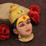 Dhanshree Yellow Madwat Mahalaxmi Devi Face | Premium Handpainted Goddess Face for Puja | Temple Style Royal Yellow Madwat with Handmade Traditional Design Work Guruvar Vrat Puja | Margashirsha & Navratri Special(Devi Mukh Height is: 6.5 Inch) (धनश्री पिवळ्या रंगातील मडवत महालक्ष्मी देवीचा चेहरा | पूजेसाठी हाताने रंगवलेला उत्कृष्ट दर्जाचा देवीचा चेहरा) - Image 3