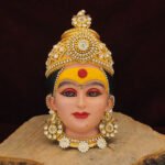 Divine Dhanashree Laxmi Devi Face धनश्री / धनाश्री मुखवटा / देवी मुखवटा Handcrafted Mahalakshmi Mukhavata Devi Mata Face for Mandir & Margashirsha Puja (Devi Mukh Height is: 7 Inch)