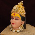 Divine Dhanashree Laxmi Devi Face धनश्री / धनाश्री मुखवटा / देवी मुखवटा Handcrafted Mahalakshmi Mukhavata Devi Mata Face for Mandir & Margashirsha Puja (Devi Mukh Height is: 7 Inch) - Image 2