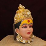 Divine Dhanashree Laxmi Devi Face धनश्री / धनाश्री मुखवटा / देवी मुखवटा Handcrafted Mahalakshmi Mukhavata Devi Mata Face for Mandir & Margashirsha Puja (Devi Mukh Height is: 7 Inch) - Image 3