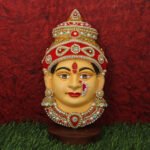 Padmalaxmi Devi Face (Big )for Puja Traditional Goddess Poshak Mukhovta with Stone Work Decoration for Lakshmi, Ambabai, Durga Home Mandir Pooja (Devi Mukh Height is: 9 Inches) (लक्ष्मी, अंबाबाई, दुर्गा यांच्यासाठी स्टोन सजावटीसह पारंपारिक देवी पोशाख मुखवटा पूजा करण्यासाठी पद्मलक्ष्मी देवीचा चेहरा (मोठा))