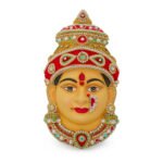 Padmalaxmi Devi Face (Big )for Puja Traditional Goddess Poshak Mukhovta with Stone Work Decoration for Lakshmi, Ambabai, Durga Home Mandir Pooja (Devi Mukh Height is: 9 Inches) (लक्ष्मी, अंबाबाई, दुर्गा यांच्यासाठी स्टोन सजावटीसह पारंपारिक देवी पोशाख मुखवटा पूजा करण्यासाठी पद्मलक्ष्मी देवीचा चेहरा (मोठा)) - Image 2