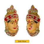 Padmalaxmi Devi Face (Big )for Puja Traditional Goddess Poshak Mukhovta with Stone Work Decoration for Lakshmi, Ambabai, Durga Home Mandir Pooja (Devi Mukh Height is: 9 Inches) (लक्ष्मी, अंबाबाई, दुर्गा यांच्यासाठी स्टोन सजावटीसह पारंपारिक देवी पोशाख मुखवटा पूजा करण्यासाठी पद्मलक्ष्मी देवीचा चेहरा (मोठा)) - Image 3