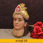 Kamakshi Devi Face कामाक्षी देवी मुखवटा for Puja Traditional Handpainted Goddess Face Stone Work Margashirsha Devi Face Stone Studded Work (Devi Mukh Height is: 10 Inch) - Image 2