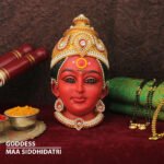 Maa Siddhidatri Devi Face Handcrafted Goddess Mukhavata for Navratri Puja, Durga Puja (Devi Mukh Height is: 7 Inch) (नवरात्री पूजा, दुर्गा पूजेसाठी माँ सिद्धिदात्री देवी मुखवटा)