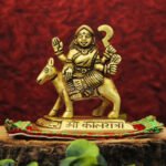 Maa Kalratri Devi Idol | Brass Finish Navdurga Murti for Home Mandir, Navratri Pooja & Gifting (3 Inch) (माँ कालरात्री देवी मूर्ती | गृहमंदिरासाठी ब्रास फिनिश नवदुर्गा मूर्ती)