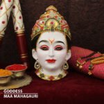 Maa Mahagauri Devi Face – Eighth Form of Navdurga | Handcrafted Goddess Mukhavata for Navratri Puja, Durga Puja & Home Temple (माँ महागौरी देवी मुख - नवदुर्गेचे आठवे रूप)