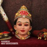 Skandamata Devi Face Idol – Fifth Form of Navdurga Padmasana Devi/Mother of Kartikeya Mukhavata for Puja (स्कंदमाता देवी मुखी मूर्ती – नवदुर्गा पद्मासन देवीचे पाचवे रूप)