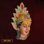 Padmasundari Mahalaxmi Devi Face पद्मसुंदरी महालक्ष्मी देवी फेस / श्री पद्मसुंदरी महालक्ष्मी देवी मुखवटा Goddess for Margashirsha Varaha Laxmi,Guruvar Puja, Navratri Pooja (Devi Mukh Height is: 10 Inch) - Image 2
