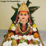 Dhanshree Mahalaxmi Devi Face धनश्री महालक्ष्मी देवी फेस / श्री धनश्री महालक्ष्मी देवी मुखवटा (Mukhavata) for Vara Lakshmi & Margashirsha Vrat Pooja (Devi Mukh Height is: 6.5 Inch) - Image 7