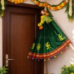 Traditional Green Gudi Padwa Door Gudhi Vastra for Gudhi Padwa Festival Traditional Maharashtrian Gudi Cover Saree Cloth for GudiPadva ReadymadeGudhiPadawa Decoration Pooja DécorGudi Decoration Cloth with Swastik & Om Symbols – (36 Inch )Festival Gudi (गुढीपाडवा सणासाठी पारंपारिक हिरवी गुढी पाडवा दरवाजा गुढी वस्त्र)