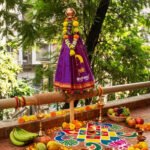 Swami Mauli Gudi Padwa Special Decoration Set Traditional Green Gudi Cloth 36 Inch – Swami Samarth Printed Gudi Padwa Decoration VastraTraditional Marathi New Year Gudhi Pooja Item (स्वामी माऊली गुढी पाडवा स्पेशल डेकोरेशन सेट)