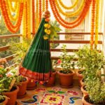 Gudhi Vastra for Gudhi Padwa Festival (Khun, Green ) | Traditional Maharashtrian Gudi Cover Saree Cloth for GudiPadva | Readymade Ugadi & GudhiPadawa Decoration Pooja Decoration (गुढीपाडवा सणासाठी गुढीवस्त्र) - Image 2