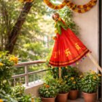 Traditional Khun Gudi Vastra 28 Inch Red – Ready-Made Pleated Gudi Cloth with Sacred Symbols with Om, Swastik & Shree Maharashtrian Style Gudi Vastra (पारंपारिक खुन गुढी वस्त्र 28 इंच लाल) - Image 2
