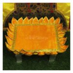 Velvet Chaurang Aasan चौरंग आसन for Diya, Kalash & Idol Kamal Holy Lotus Flower Asan Ideal for Kalash Pooja God and Godesses Sthapna (18×18 Inch ) (मखमली चौरंग आसन चौरंग आसन दीया, कलश आणि मूर्ती कमल होली कमलपुष्प आसन) - Image 2