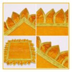 Velvet Chaurang Aasan चौरंग आसन for Diya, Kalash & Idol Kamal Holy Lotus Flower Asan Ideal for Kalash Pooja God and Godesses Sthapna (18×18 Inch ) (मखमली चौरंग आसन चौरंग आसन दीया, कलश आणि मूर्ती कमल होली कमलपुष्प आसन) - Image 3