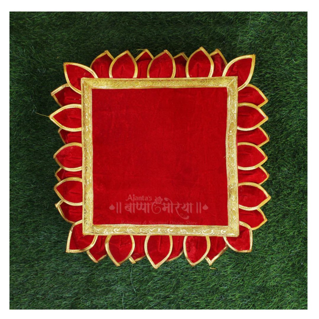 ALKA5 Velvet Chaurang asan for Diya, Kalash & Idol Holy Flower Aasan Ideal for Kalash Pooja God and Godesses Sthapna (15×15 Inch ) (दिया, कलश आणि मूर्तीसाठी मखमली चौरंग आसन, कलश पूजा देवासाठी आदर्श पवित्र फूल आसन) - Image 1