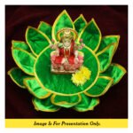 Lotus Aasan Kamal Aasan – Traditional Green Velvet Pooja लोटस आसन कमळ आसन Asan for Idols & Deities कमळ आसन Decorative Mandir Lotus Seat Decorative Lotus Mat for Mandir, Navratri, Margashirsha Puja Guruvar Vratam Puja (16 Inch) - Image 3