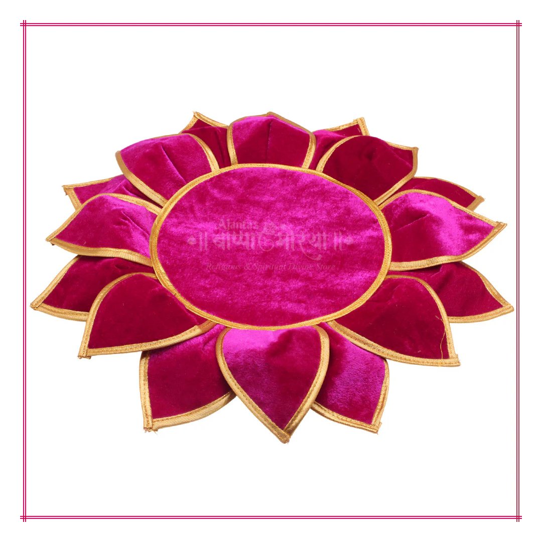 ALKA8 Kamal Aasan कमळ आसन Velvet Pooja Mat – Idol Base for Lakshmi, Gauri Ganpati, Saraswati, Durga, Varalakshmi, Ganesh | Margashish Puja, Navratri (16 Inch) (कमळ आसन) - Image 1