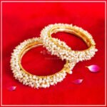 Elegant Gold Pearl Bangles Set (2x4) – Mahalaxmi Devi Bangles for Idol | Bridal Wedding Shringar Temple JewelleryTraditional Ethnic Bridal Jewelry (सुंदर सोनेरी मोत्यांच्या बांगड्यांचा संच) - Image 2