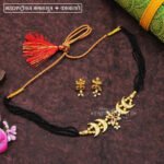 Maharashtrian Mangalsutra with Kanatle Earrings | Traditional Black Bead Necklace Set | 12 Inch Approx (कानातले असलेले महाराष्ट्रीयन मंगळसूत्र)