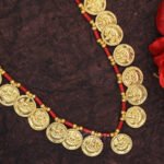 Traditional Mahalaxmi Haar Necklace | Red Thread Putali Haar Devi Mala for Idol Shringar | Temple Jewellery Ornament Putali Haar for Women, Red Thread Design Putali Haar Beauty Necklace Ornament Devi Mala Also For Dulhan (पारंपारिक महालक्ष्मी हार)