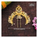Maharashtrian Khopa Pin for Hair Bun Shringar Accessory Khopa Jewellery | Traditional Gold Plated Juda Jewellery for Women Also For Goddess Shingar Bridal & Festive Hair Accessory (हेअर बन शृंगार ऍक्सेसरी खोपा ज्वेलरीसाठी महाराष्ट्रीयन खोपा पिन) - Image 2